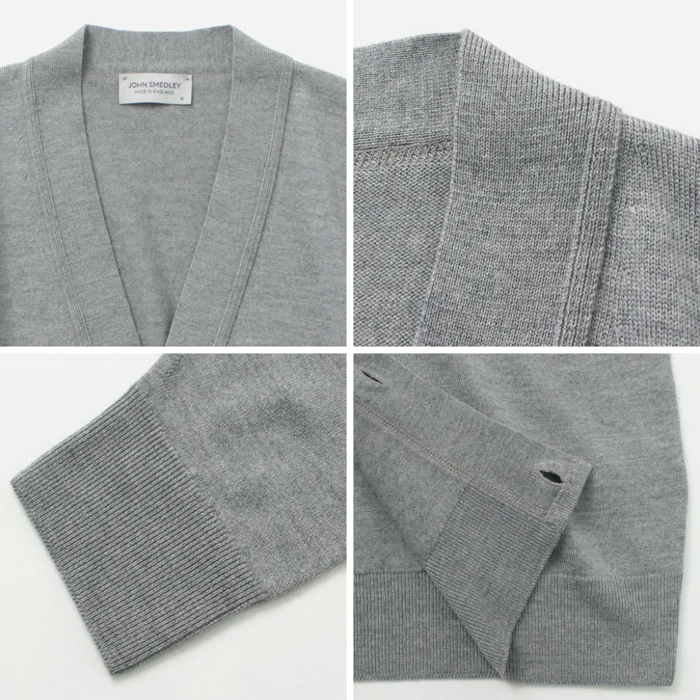 JOHN SMEDLEY Cardigans^/ Merino Wool 24 Gauge V-Neck Knit Cardigan