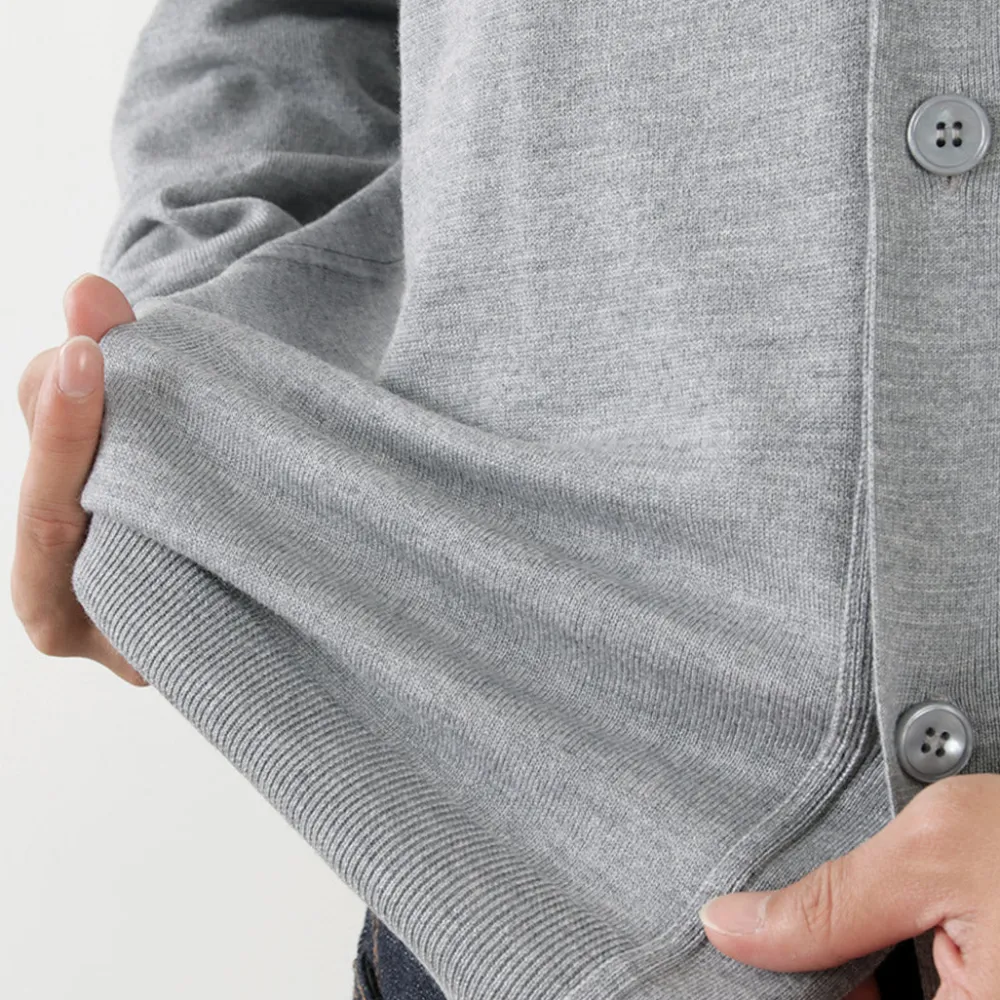 JOHN SMEDLEY Cardigans^/ Merino Wool 24 Gauge V-Neck Knit Cardigan