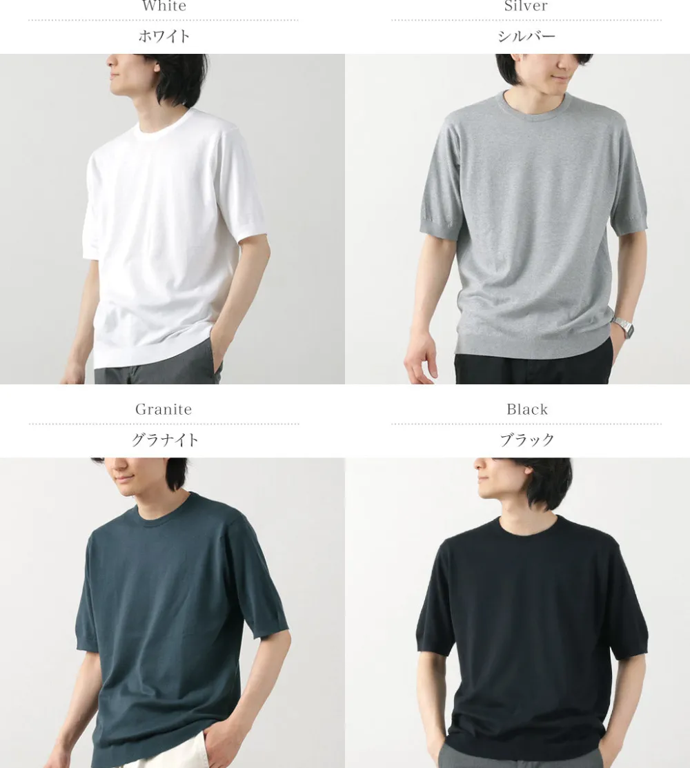 JOHN SMEDLEY T-Shirts^/ Sea Island Cotton 30 Gauge Crew Neck Knit