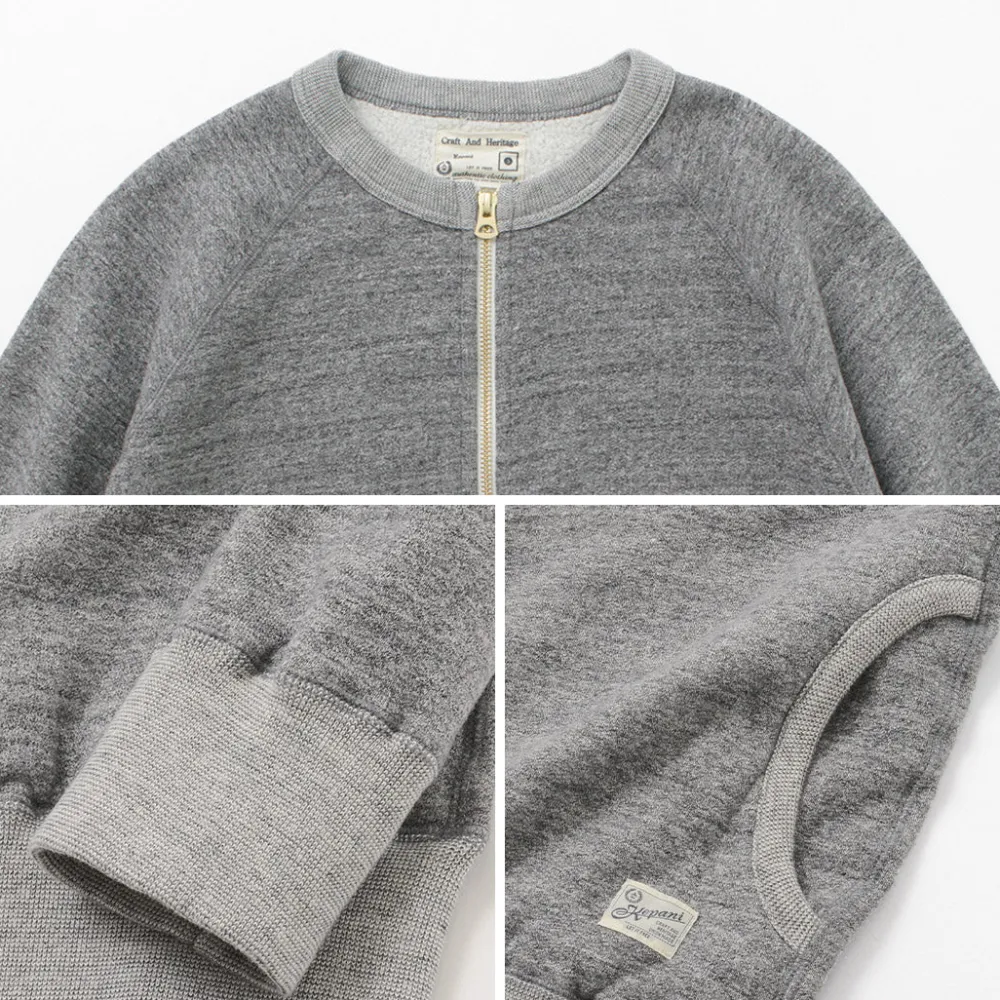 KEPANI Cardigans^/ Crew Neck Full Zip Sweat Jacket