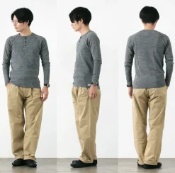 KEPANI T-Shirts^/ Henley neck long sleeve tee