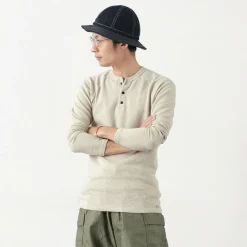 KEPANI T-Shirts^/ Henley neck long sleeve tee