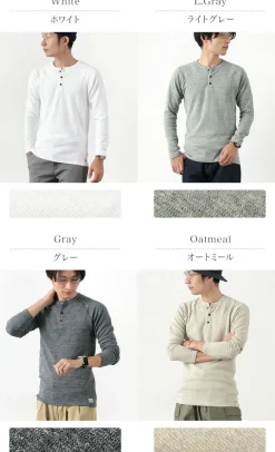 KEPANI T-Shirts^/ Henley neck long sleeve tee