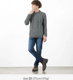 KERRY WOOLLEN MILLS Knits^/ 5 gauge 3-ply aran cable crew neck heavy knit