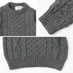 KERRY WOOLLEN MILLS Knits^/ 5 gauge 3-ply aran cable crew neck heavy knit