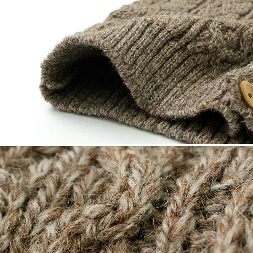 KERRY WOOLLEN MILLS Knits^/ 5 Gauge 3 Ply Aran Cable Collarless Cardigan
