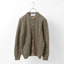 KERRY WOOLLEN MILLS Knits^/ 5 Gauge 3 Ply Aran Cable Collarless Cardigan