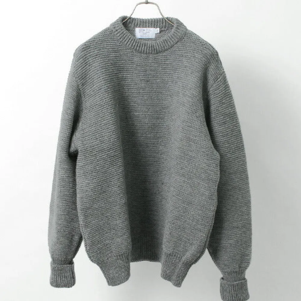 KERRY WOOLLEN MILLS Knits^/ 5 Gauge 2 Ply Pearl Stitch Drop Shoulder Crew Neck Knit