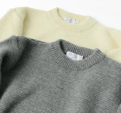 KERRY WOOLLEN MILLS Knits^/ 5 Gauge 2 Ply Pearl Stitch Drop Shoulder Crew Neck Knit