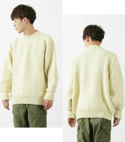 KERRY WOOLLEN MILLS Knits^/ 5 Gauge 2 Ply Pearl Stitch Drop Shoulder Crew Neck Knit