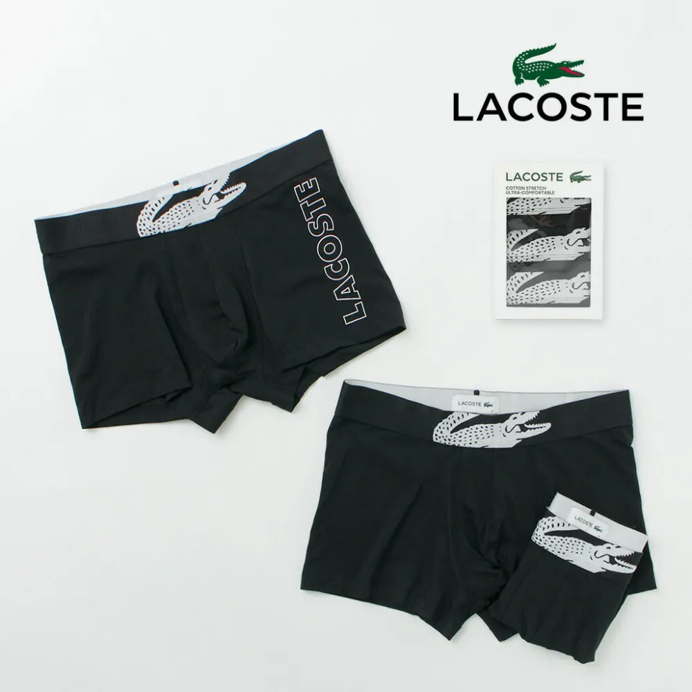 LACOSTE Underwear^/ Croc Print 3 Pack Boxer Pants black