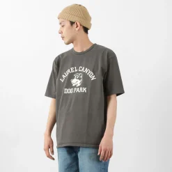 MIXTA T-Shirts^/ Basic crew print T-shirt (dog park) black