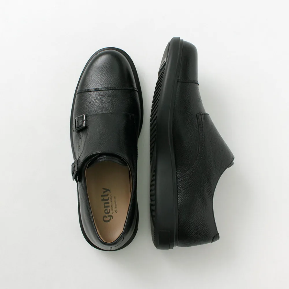 MOONSTAR Leather Shoes & Boots^/ Breathable Waterproof Double Monk Strap Leather Shoes black