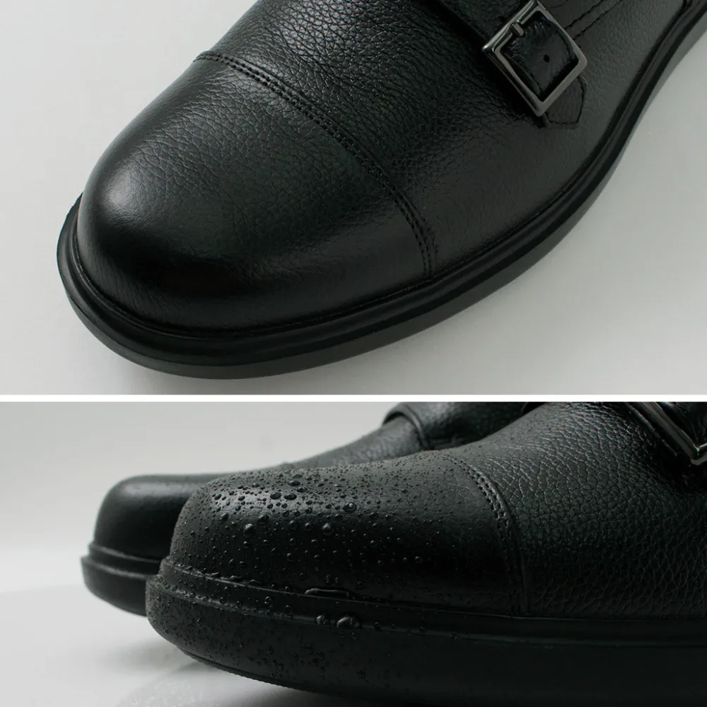 MOONSTAR Leather Shoes & Boots^/ Breathable Waterproof Double Monk Strap Leather Shoes black