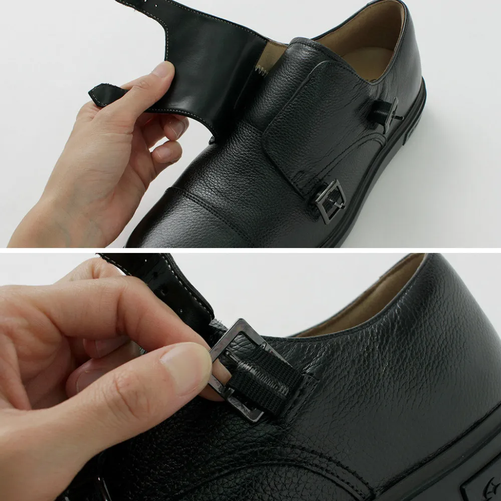 MOONSTAR Leather Shoes & Boots^/ Breathable Waterproof Double Monk Strap Leather Shoes black