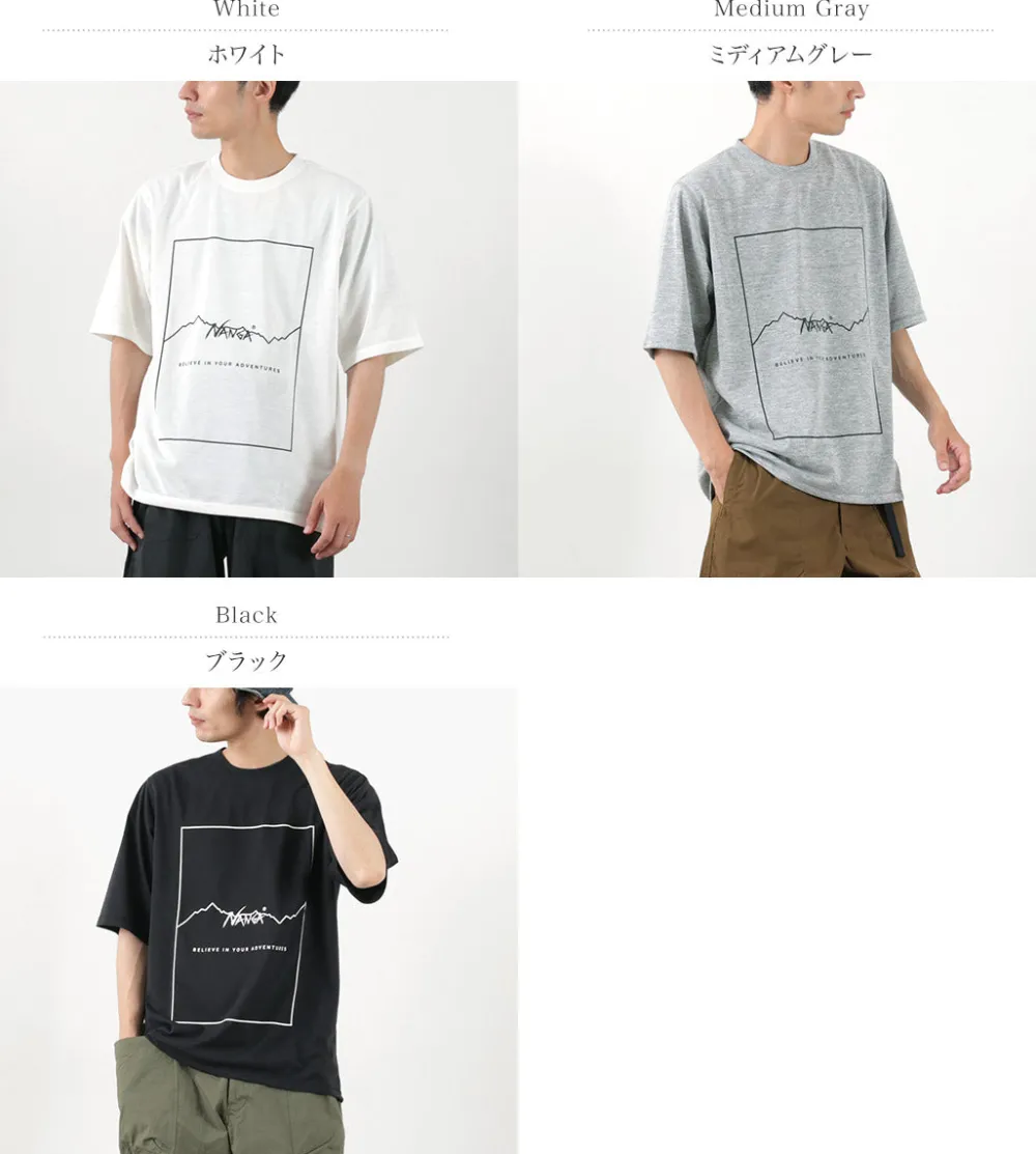 NANGA T-Shirts^/ Dry Mix Frame Logo Tee