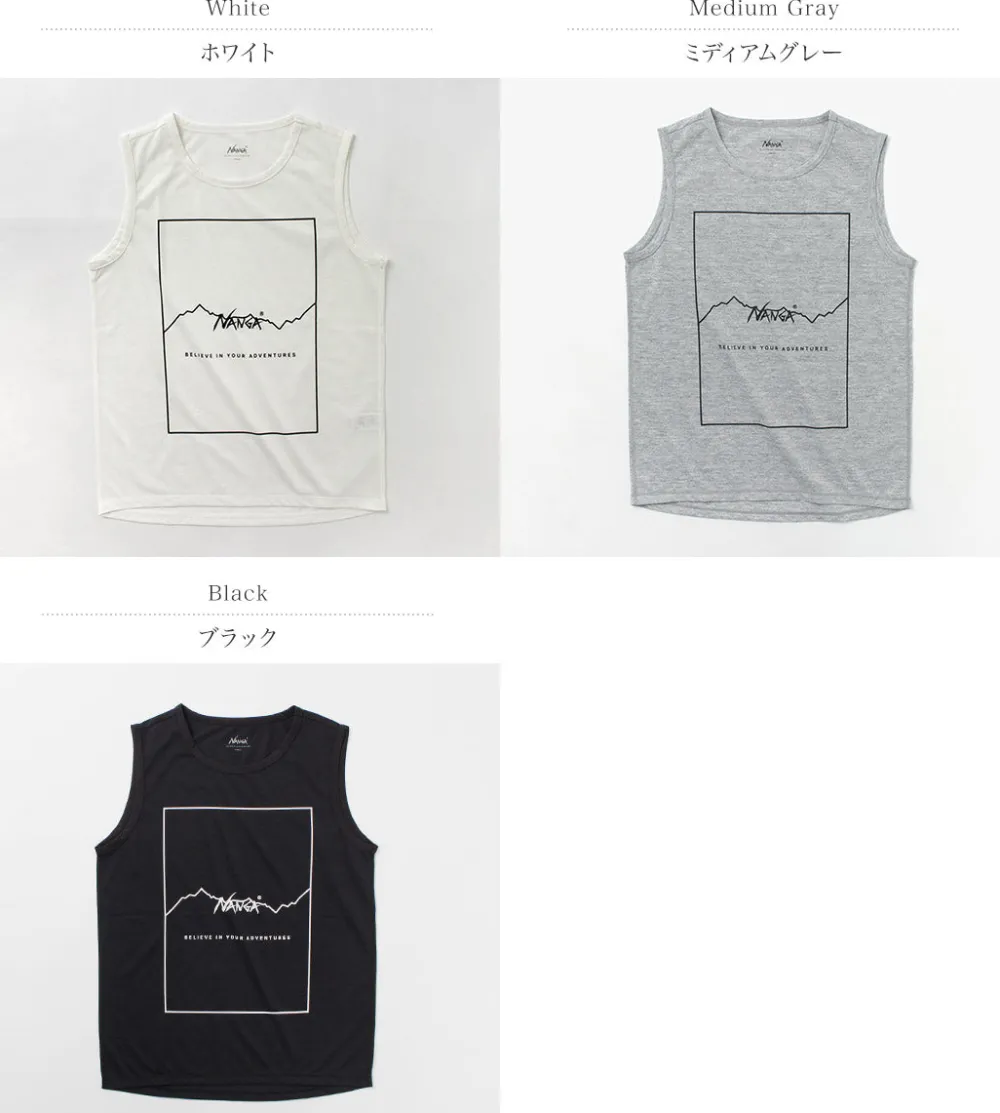 NANGA T-Shirts^/ Dry mix frame logo tank top T-shirt