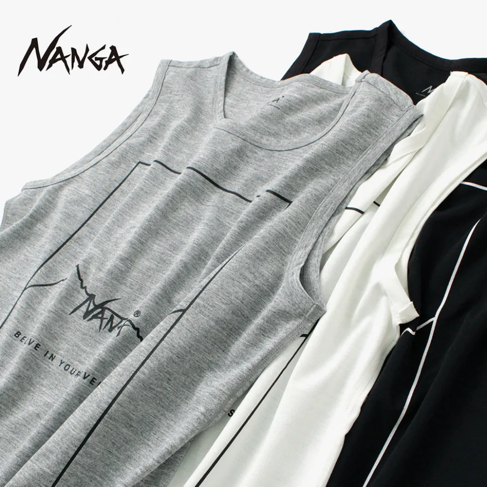 NANGA T-Shirts^/ Dry mix frame logo tank top T-shirt