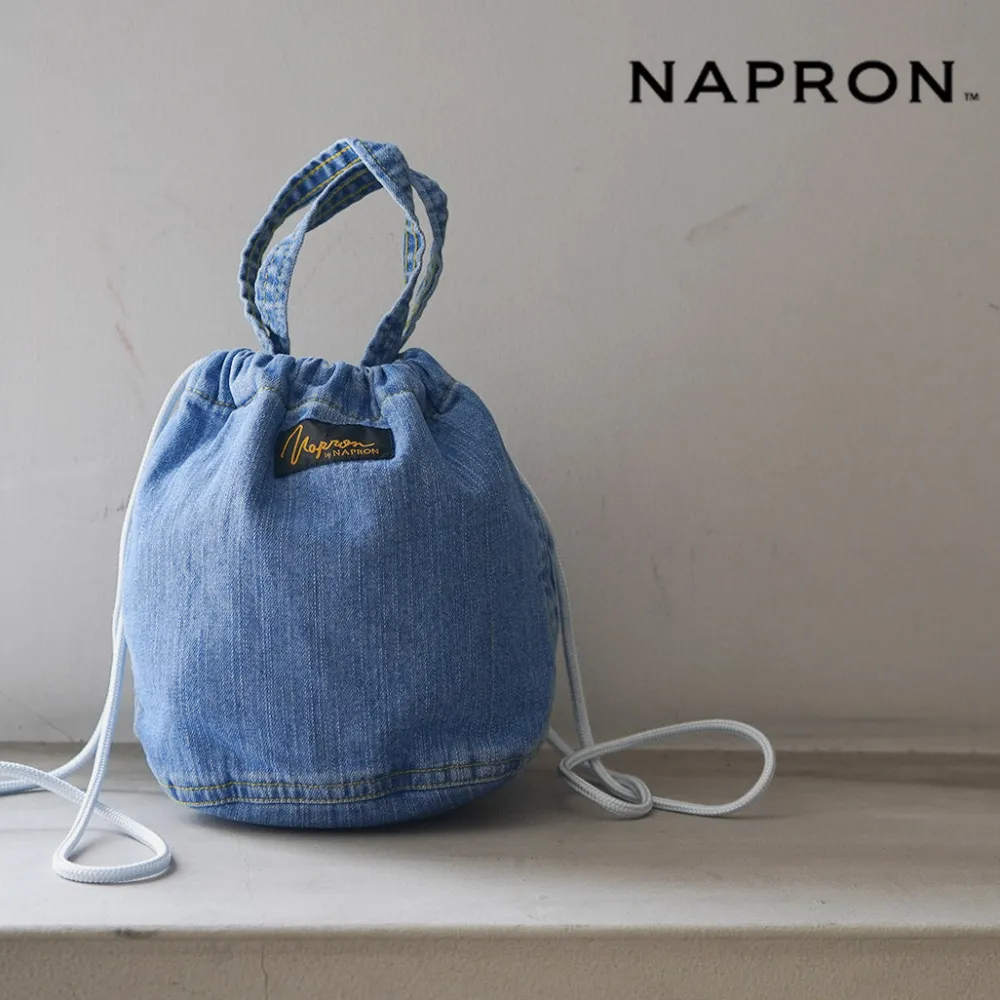 NAPRON Tote Bags^/ 8oz Bleached Denim Patient Bag Small 5L lightblue