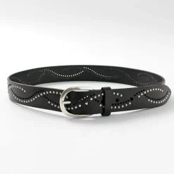 ORCIANI Belts^/ Bull Soft leather with micro studs black