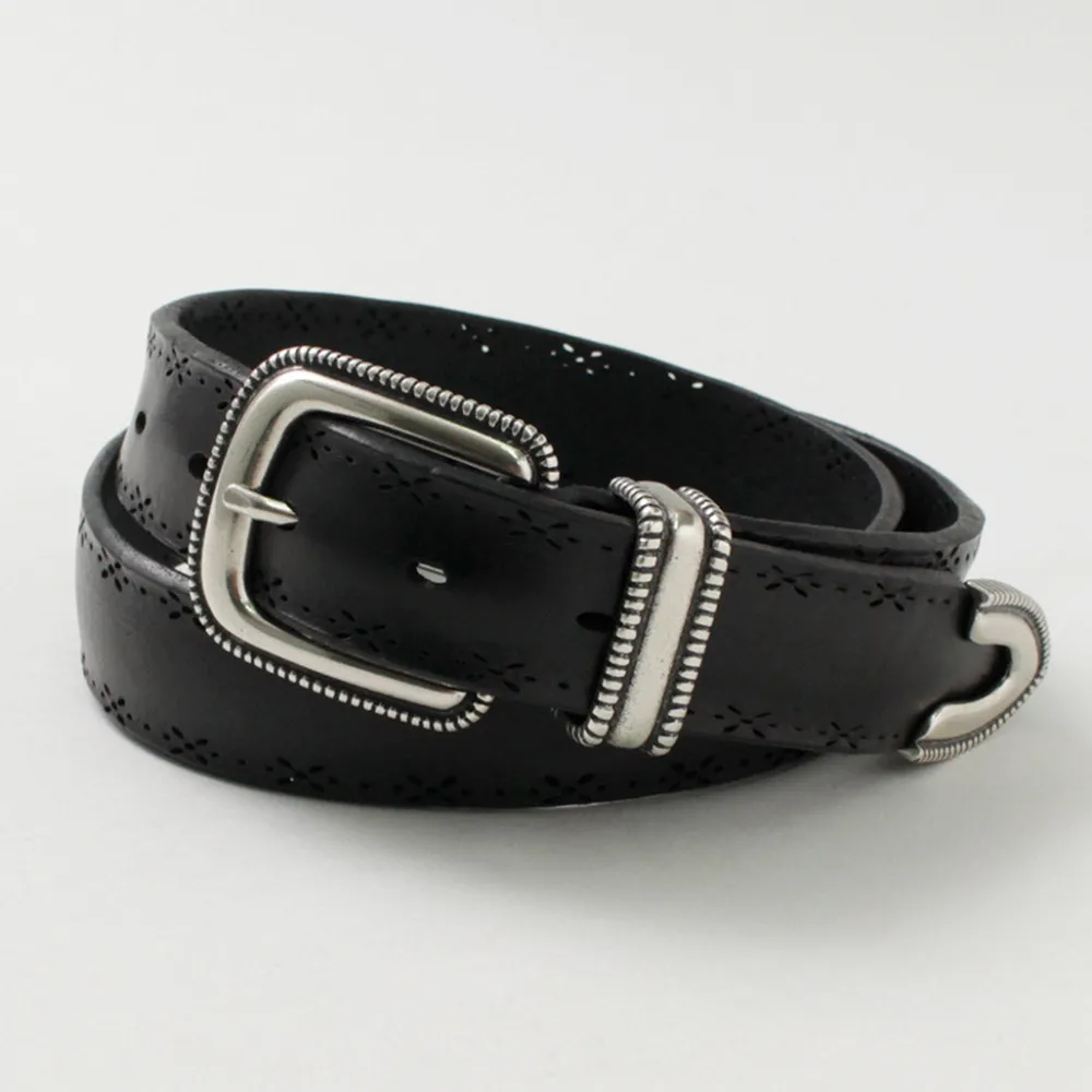 ORCIANI Belts^/ Bull Soft punched leather belt with metal tip