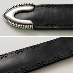 ORCIANI Belts^/ Bull Soft punched leather belt with metal tip