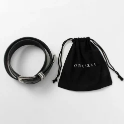ORCIANI Belts^/ Bull Soft punched leather belt with metal tip