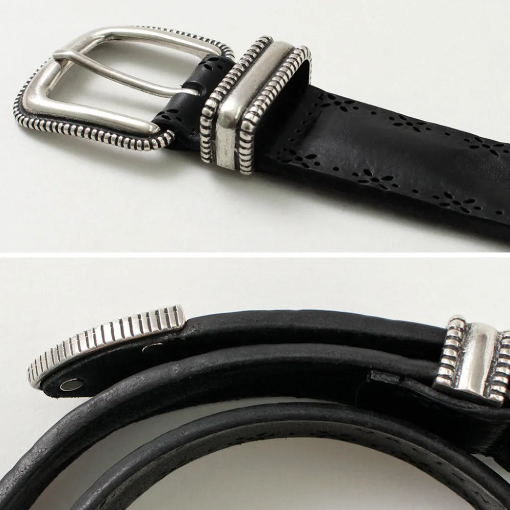 ORCIANI Belts^/ Bull Soft punched leather belt with metal tip