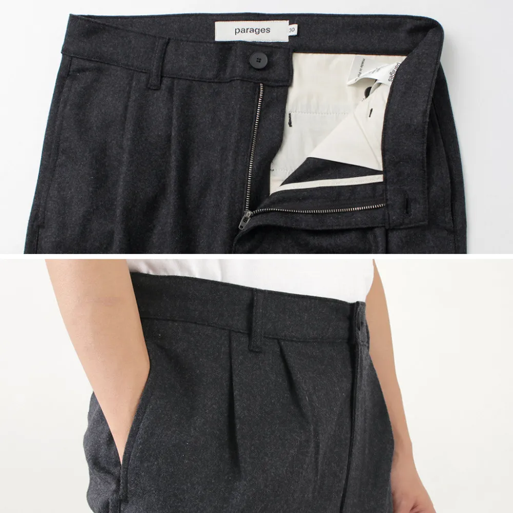PARAGES Trousers^/ Double Pleats Wool Pants