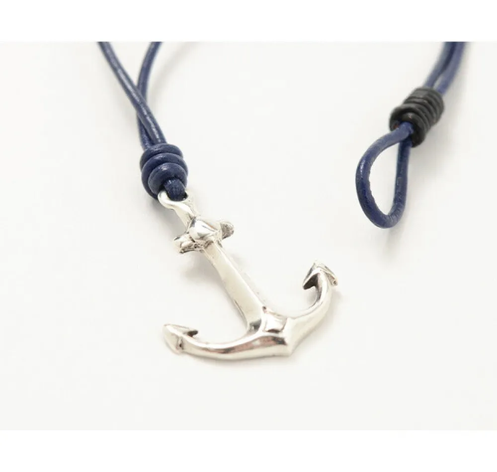 PHADUA Anklets^/ Anchor Leather Wrap Bracelet / Silver