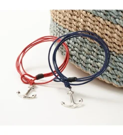 PHADUA Anklets^/ Anchor Leather Wrap Bracelet / Silver