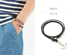 PHADUA Anklets^/ Anchor Leather Wrap Bracelet / Silver