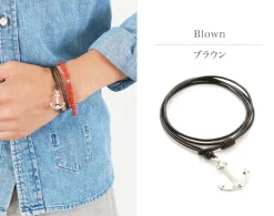 PHADUA Anklets^/ Anchor Leather Wrap Bracelet / Silver
