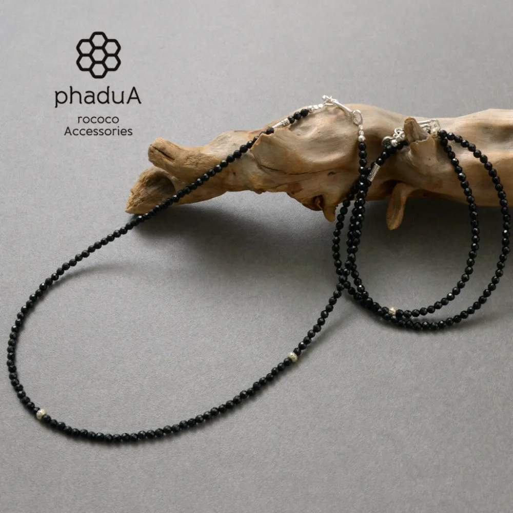 PHADUA Anklets^/ onyx bead necklace black