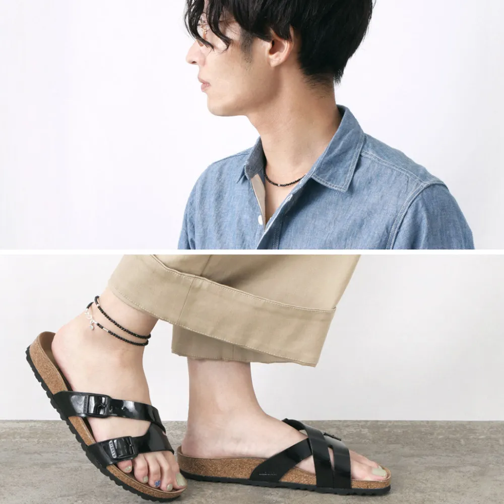 PHADUA Anklets^/ onyx bead necklace black