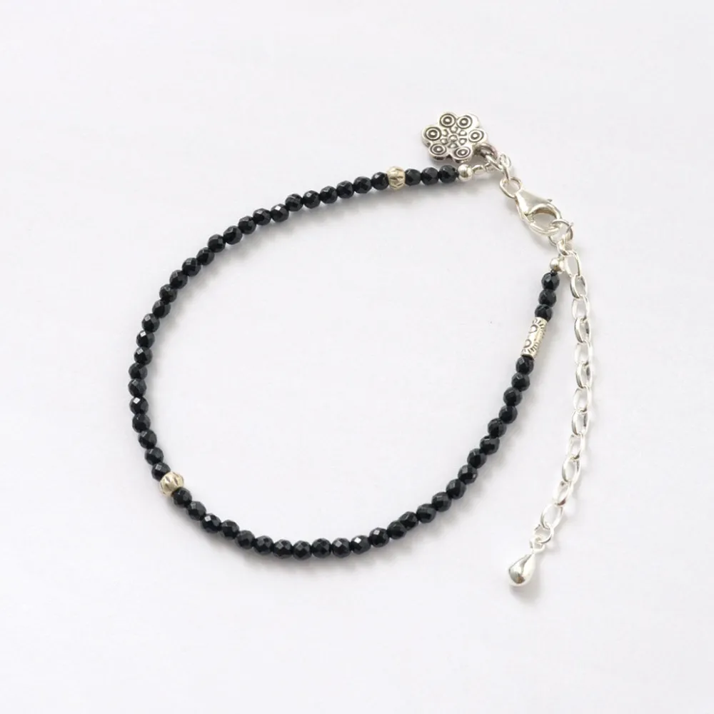 PHADUA Anklets^/ onyx (3mm) cut bead anklet adjuster black