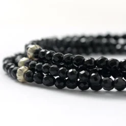 PHADUA Anklets^/ onyx (3mm) cut bead anklet adjuster black