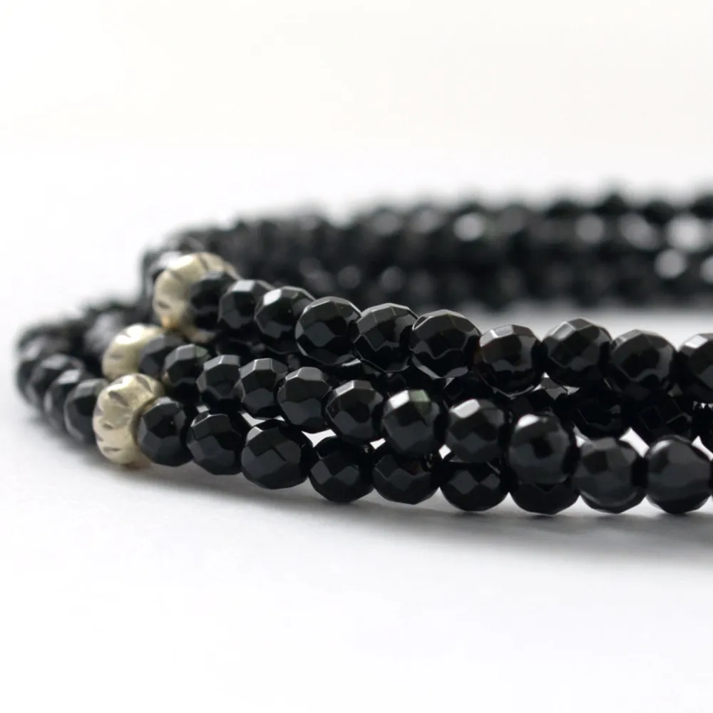 PHADUA Anklets^/ onyx (3mm) cut bead anklet adjuster black