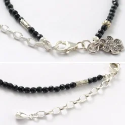 PHADUA Anklets^/ onyx (3mm) cut bead anklet adjuster black