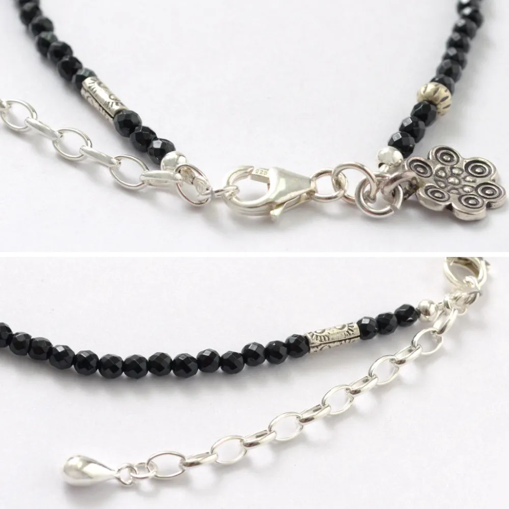 PHADUA Anklets^/ onyx (3mm) cut bead anklet adjuster black