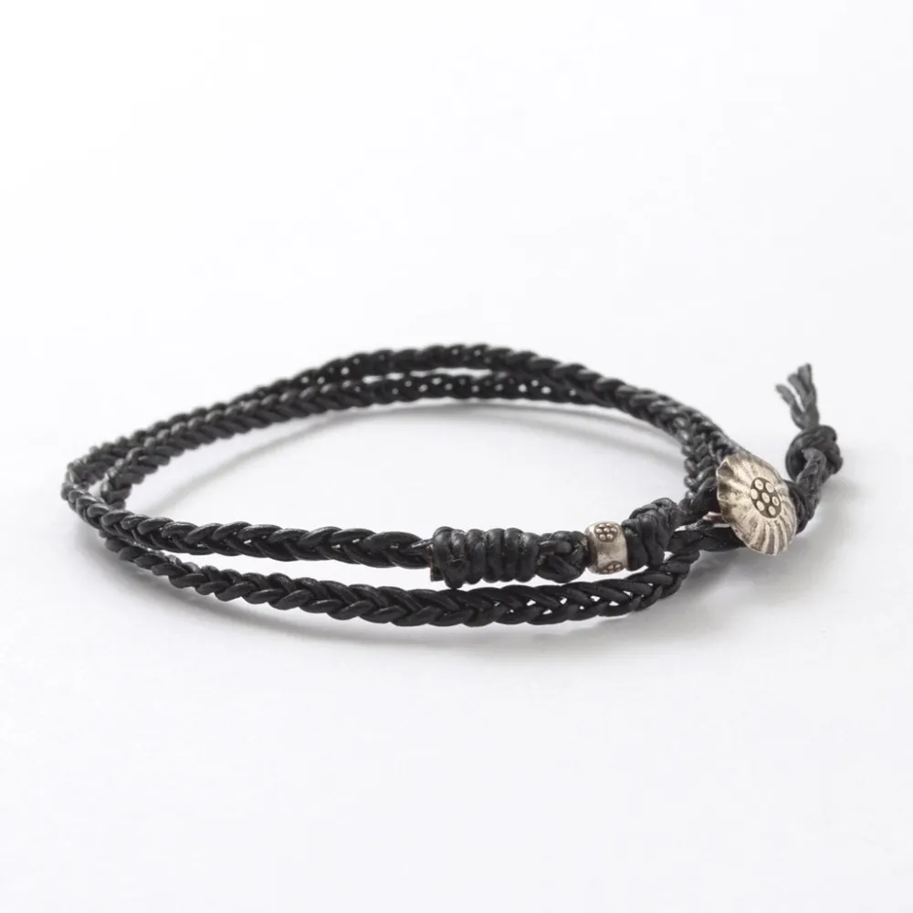 PHADUA Anklets^/ Braided 1mm Leather 2 Wrap Anklet