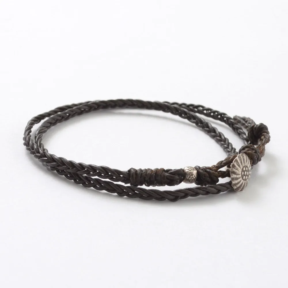 PHADUA Anklets^/ Braided 1mm Leather 2 Wrap Anklet