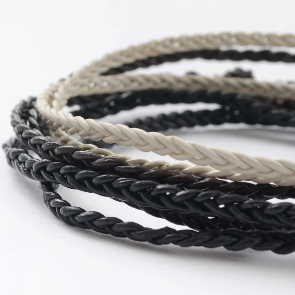 PHADUA Anklets^/ Braided 1mm Leather 2 Wrap Anklet