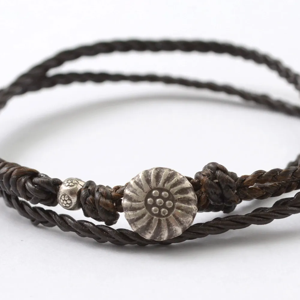 PHADUA Anklets^/ Braided 1mm Leather 2 Wrap Anklet