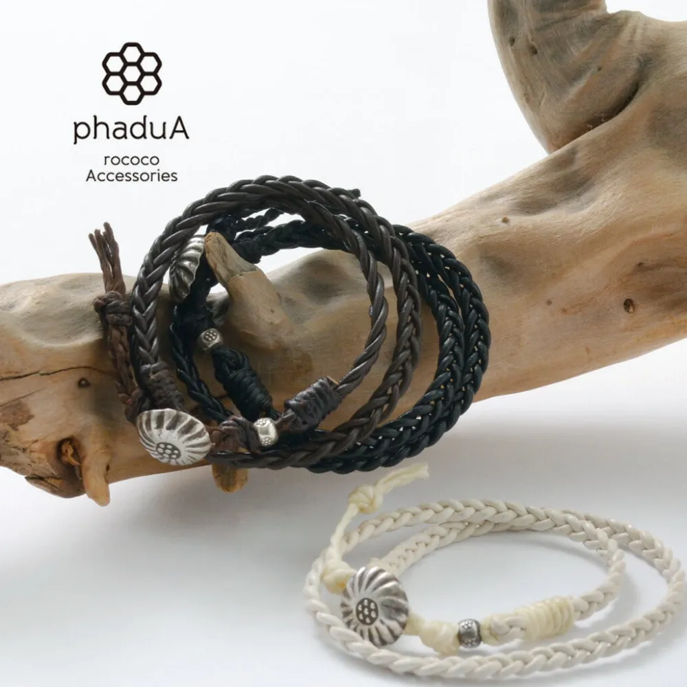 PHADUA Anklets^/ Braided 1.5mm Leather 2 Wrap Bracelet