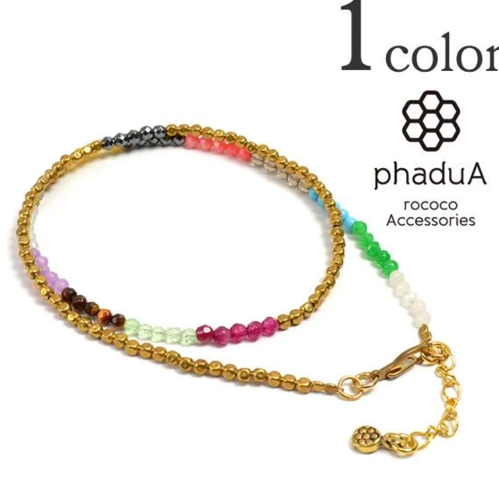 PHADUA Anklets^/ Brass bead wrap anklet 43cm+3cm mix-beads