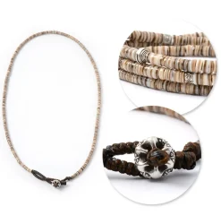 PHADUA Anklets^/ shell beaded waxed cord 3 way accessory brown