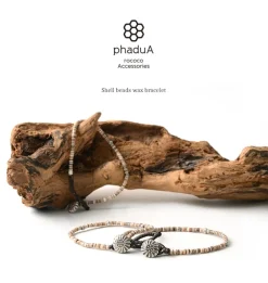 PHADUA Anklets^/ Shell Beads Wax Cord Bracelet brown