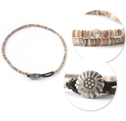 PHADUA Anklets^/ Shell Beads Wax Cord Anklet brown