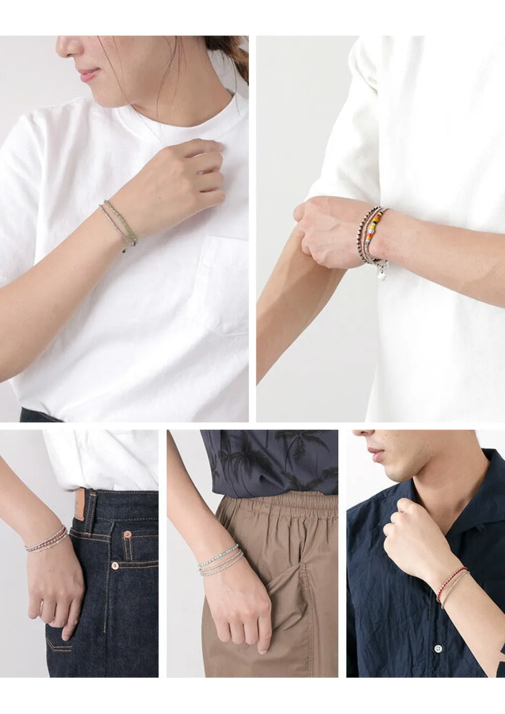 PHADUA Bracelets^/ Double strand bracelet with silver waxed cord